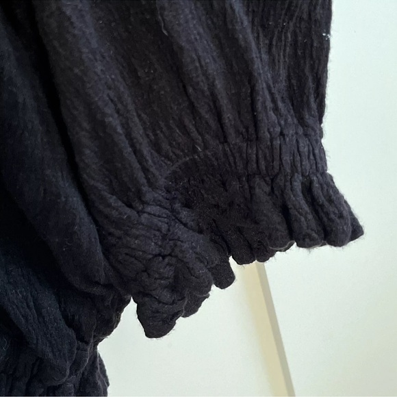 Free People Black Ruffled Embellished Long Sleeve Blouse - Picture 11 of 15